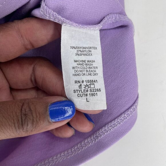 Windsor Light Purple Faux Wrap Front Ponte Knit Ruched Mini Stretch Skirt - Picture 6 of 6